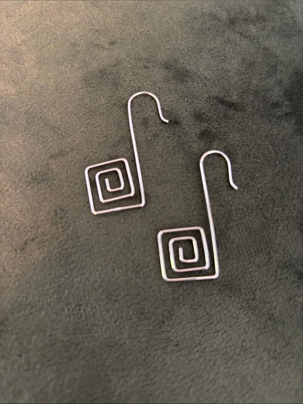 Geometric Spiral Wire Drop Earrings - Silver